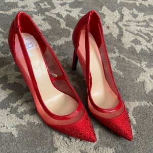 Nine West Red High Heels/Pumps with Studded Details